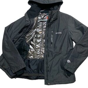 Columbia Omni-Tech Jacket Womens L Gray Hooded Waterproof Breathable